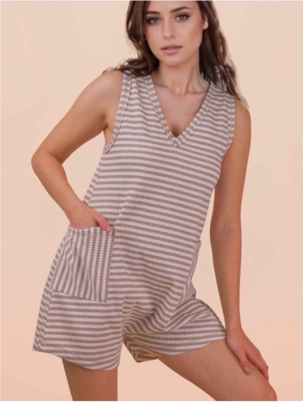 Striped Sleeveless Shorts Romper by Very J New In